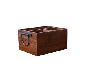 Best Wooden Utensil Organizer With Black Metal Handle Caddy Kitchen Tool Organizer For Home Restaurants And Hotel Hot Selling - Product Image 4