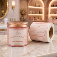 Étiquettes personnalisées pour pots de gommage à l'huile et au sel, impression dorée métallisée, autocollants adhésifs en rouleau, solution de marquage cosmétique, étiquettes d'emballage