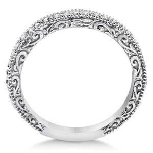 Anillo de Bodas de Oro Blanco de 14 Quilates con Milgrain y Filigrana, Anillo de Diamantes de 0.20 Quilates, Elegantes Anillos de Diamantes para Bodas - Product Image 1