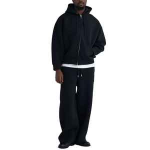 Personalizado Unisex Peso Pesado Casual Francés Terry Poliéster/Algodón de gran tamaño en blanco con cremallera completa Sudadera con capucha Jogger Set - Product Image 5