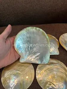 고급스러운 옐로우 립 마더 펄 플레이트, 캐비어 접시 캐비어 서빙 접시 쉘 수제 베트남으로 만든 서빙 접시
