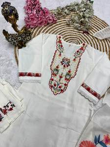 This Top Made From Attractive Gorgeous Embroidery Pure Chanderi Silk Fabric Stylish 1 Color Knee Length <b>Kurti</b>& Pent With Dupatta - Product Image 5