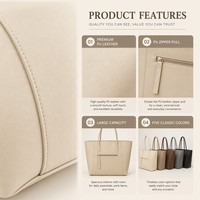Sac fourre-tout spacieux en cuir PU souple pour femme avec poche avant zippée, idéal pour le quotidien, le travail ou le shopping, vente en gros et personnalisation