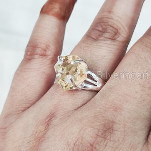 Rough Stone Jewelry Women's <b>Ring</b> Natural Raw Citrine Gemstone November Birthstone <b>Boho</b> <b>Ring</b> Jewelry 925 Sterling <b>Silver</b> <b>Ring</b> - Product Image 4