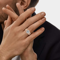 3.20 carati taglio ovale laboratorio cresciuto CVD anello di diamanti 14K oro bianco VS2 chiarezza D colore IGI certificato per gli uomini anello di fidanzamento