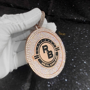 Collar llamativo de Hip Hop para hombre, impresionante colgante de medallón redondo de diamante cultivado en laboratorio de oro sólido de 10K, joyería personalizada completamente helada - Product Image 3