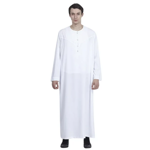 Túnica Islámica de Color Sólido de Alta Calidad para Hombre, Ropa Musulmana, Estilo Saudí, Túnica Árabe, Jubbah Al Haramain, Kaftan - Product Image 2