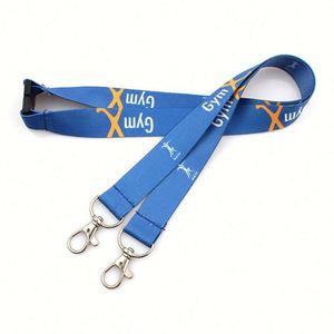 Custom Polyester Lanyard Neck Strap Double <b>Hooks</b> Metal <b>Clips</b> Lanyard for Exhibition Name ID Card - Product Image 1