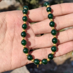 Collar de Cuentas de Jade Verde Natural, Joyería de Piedras Preciosas de Jade Genuino, Cuentas de Jade de 8 mm, Collar Curativo, Collar de Cuentas Minimalista, Regalo - Product Image 4