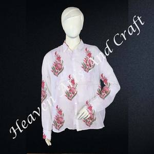 Bloque estampado Color hecho a mano bloque impreso ropa camisa mujer Casual Wear Crop camisa 100% algodón camisa - Product Image 1