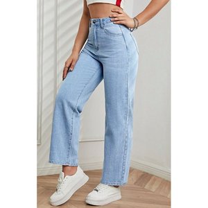 Modern Womens Vintage Ice Blue Baggy Wide Leg <b>Denim</b> Pants High Waist Plating <b>Soft</b> Stretch Eco Friendly Durable Trendy Casual - Product Image 4