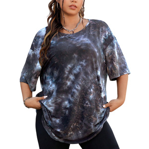 เสื้อมัดย้อมสำหรับผู้หญิงเสื้อวินเทจผ้าฝ้ายระบายอากาศได้มีกระดุมพิมพ์โลโก้สำหรับใส่ฤดูร้อน - Product Image 1