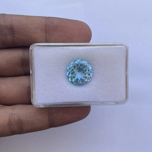 Piedra de Topacio azul natural de 8mm, piedra preciosa calibrada suelta de corte redondo facetado, compre a precio mayorista ahora del fabricante y proveedor - Product Image 1