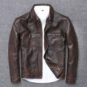 Chaqueta de cuero genuino para hombres y mujeres con capucha de piel sintética transpirable a prueba de viento forrado de algodón invierno elegante Vintage - Product Image 3