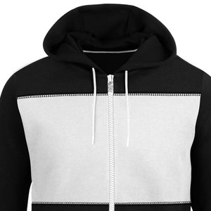 High Quality Custom Men's Heavyweight Zipper Hoodie Two <b>Panels</b> Men Zipper Hoodies - Product Image 4