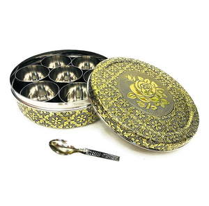 Boîte à épices en acier inoxydable Émail rose Imprimé Designer 10 pièces Artisanat Boîte à épices en acier personnalisée - Product Image 1