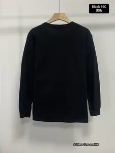 Alta calidad 205G 100% algodón logotipo personalizado Casual piel suave cómoda transpirable en blanco cuello redondo Camiseta de manga larga para hombres - Product Image 6