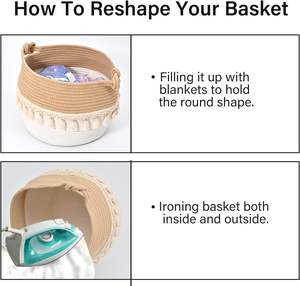 Panier en corde de coton au meilleur prix, grand panier de couverture panier à linge pour jetés, oreillers, couverture OEM fabriqué au Vietnam - Product Image 4