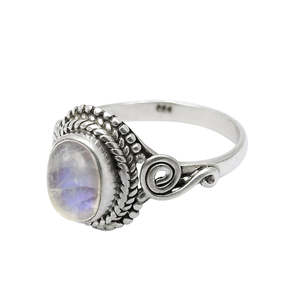 Classical Ring Jewelry For Women In Boho Style <b>Crafted</b> From 925 Sterling Silver Handmade Ring With Rainbow Moonstone Gemstone - Product Image 5