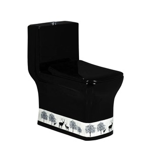 Toilettes sanitaires modernes de haute qualité en céramique monobloc noire-Siphonic Water Closet, prix compétitif - Product Image 1