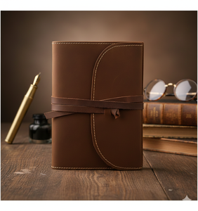 Cuaderno de cuero A5 genuino hecho a mano, diario, cuaderno de bocetos recargable con papel de algodón forrado/sin forro - Product Image 2