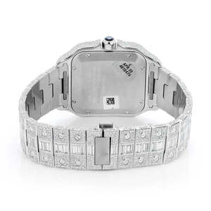 Unisex Luxury Fashion Stainless Steel Square Quartz Iced Out <b>Watch</b> with Glass Dial Moissanite Diamonds Bust Down Hip Hop Style - Product Image 5