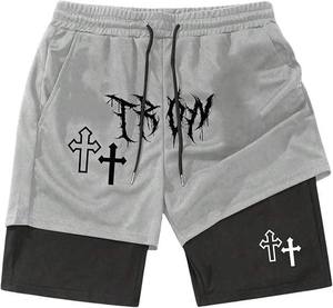 Oem Custom Logo 5 Inch Workout Training 2 in 1 Mens Gym Shorts for Men Lined Double <b>Layer</b> Pockets Athletic Sports Nylon - Product Image 1