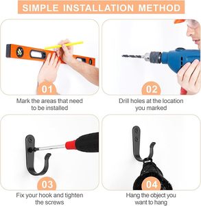 Ganchos de pared de una sola punta de alta resistencia para colgar abrigos Material de hierro con tornillo incluido - Product Image 2