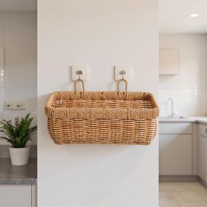 Cesta de Almacenamiento de Cocina de Ratán Tejida a Mano |   Organizador de Frutas y Verduras para Colgar en la Pared |   Organizador de Especias y Artículos Diversos Tejido para Mesa - Product Image 5