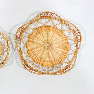 Ensemble de plateaux de rangement en rotin Comehome, tissés, décoratifs, à bord festonné - Product Image 5