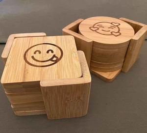Sous-verres en bois d'acacia naturel de la meilleure qualité Porte-gobelet à thé en bois massif et Pot à boisson Style classique pour un usage domestique - Product Image 2