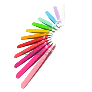 Pinzas de Clip para cejas de alta calidad de acero inoxidable inclinadas con purpurina personalizadas al por mayor de fábrica, belleza Personal de Color personalizado - Product Image 2