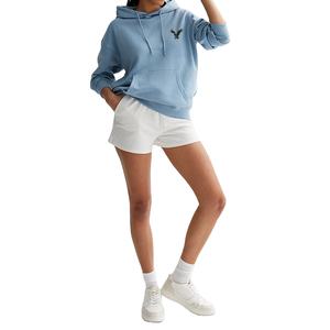 Hoodie en coton oversize de haute qualité pour femme, doublure Sherpa, coupe ample, manches raglan, épaules tombantes, badge frontal, automne-hiver - Product Image 1