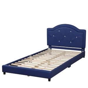 โครงเตียงคู่หุ้มเบาะสำหรับเด็ก, เตียงเด็กวัยหัดเดินหนัง PU, เตียงเด็ก, หัวเตียงปรับความสูงได้สำหรับวัยรุ่นสำหรับห้องนอน - Product Image 2