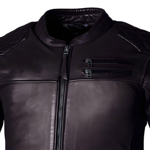 Men's Custom Made Wholesale Leather <b>Jacket</b> with Stand Collar 100% Genuine Leather Zipper Closure - Product Image 3
