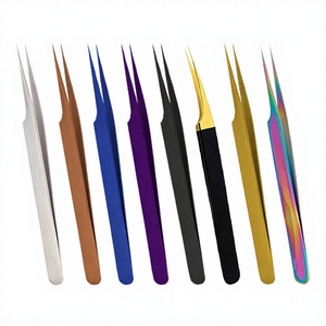 Pinzas de Acero Inoxidable Samroz para Cejas y Extensiones de Pestañas, Punta Fina, Herramientas para Aplicación de Pestañas Postizas - Product Image 1