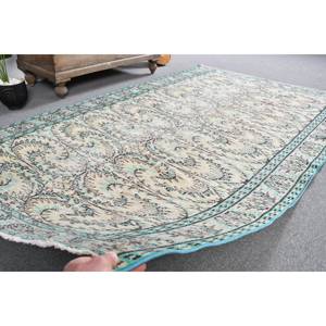 พรมขนแกะตุรกี4.8ft x 7.8ft วินเทจสีเบจสีเขียวปะต่อสไตล์โบฮีเมียนสี่เหลี่ยมขนาดใหญ่ใช้ในโถงทางเดิน - Product Image 4