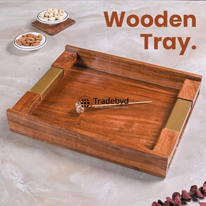 Bandeja de madera Natural Tradebyd, bandeja de servicio multiusos hecha a mano para aperitivos, té, café, comedor y casas elegantes - Product Image 5