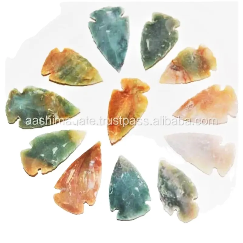 Toptan 2 inç hint akik ok uçları doğal taşlar kristal el sanatları Feng Shui Reiki kayalar mineraller yeşim akik ok uçları