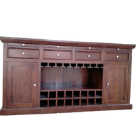 Meuble de bar à domicile en bois de mahogany massif, armoire à vin antique, porte-bouteilles réglable, porte-verres, armoire de bar de luxe