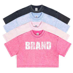 2025 230gsm Vintage femmes haut court meilleur été lavage à l'acide t-shirt haute qualité haut court t-shirt 100% coton hommes T-shirt - Product Image 4