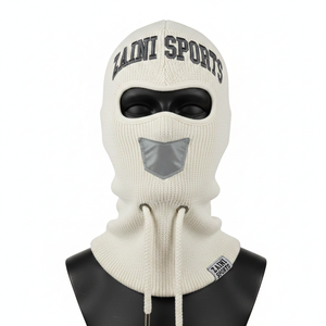 Pasamontañas de Moda para Mujer, de Alta Calidad, en Acrílico y Algodón, Tejido de Punto Acanalado, Cálido y Acogedor, Color Neutro, con Logotipo Personalizado - Product Image 1