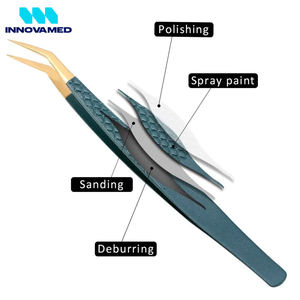 Pinces à cils professionnelles de précision, noires et dorées, haute précision, en acier inoxydable, pinces à extensions de cils, pointe fine, antistatiques - Product Image 5