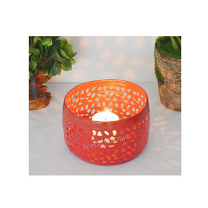 Bougie chauffe-plat miniature en métal de style classique, décoration d'intérieur moderne et rustique, bougie chauffe-plat rouge pour la maison - Product Image 1