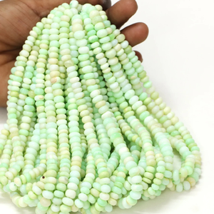 Hermosas Cuentas de Ópalo Verde Pálido en Forma de Rondel Liso, Cuentas de Piedras Preciosas de Rondel Liso Verde de 7-10 mm, Cuentas de Calidad AAA al por Mayor - Product Image 2