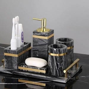 Luxurious Resin Bathroom <b>Soap</b> <b>Dispenser</b> Set Complete Bathroom Kit - Product Image 4