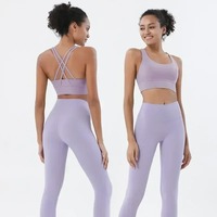 Ensemble de Vêtements de Sport Yoga Leggings et Hauts Tenues de Fitness Sportives Vêtements de Gym Soutien-Gorge et Pantalons Ensembles Tenue de Course pour Femme