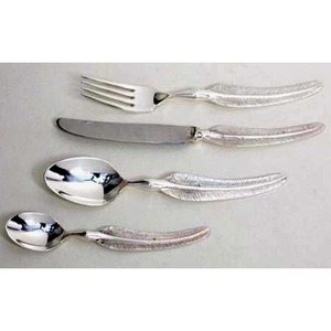 Ensemble de couverts élégants de luxe faits à la main de créateur avec poignée épaisse en acier inoxydable argenté mat poli avec poignée solide - Product Image 2