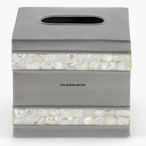 Boîte à mouchoirs décorative de forme carrée faite à la main de conception classique porte-mouchoirs en métal poli brillant en acier inoxydable - Product Image 1