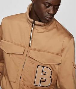 Chaquetas Bomber de Lana para Hombre 2025, Cuello Alto, Diseño Personalizado con Logotipo, Servicio OEM, Cierre de Cremallera de Poliéster Satinado para Primavera - Product Image 4